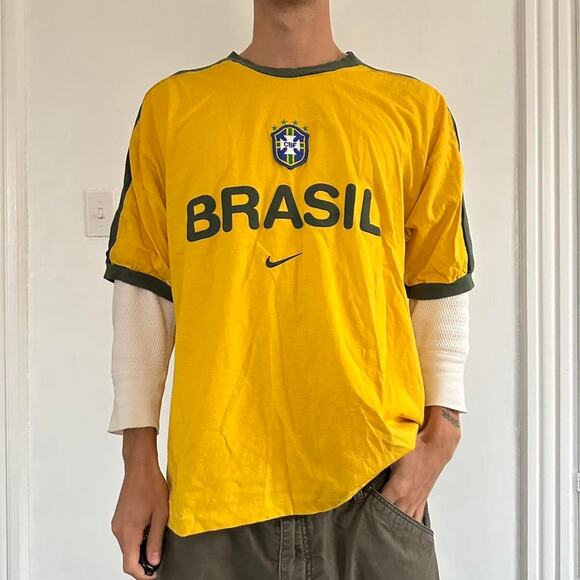 Vintage Y2K Brazil Brazil Soccer Futbol Graphic Jersey Shirt - Picture 1 of 8